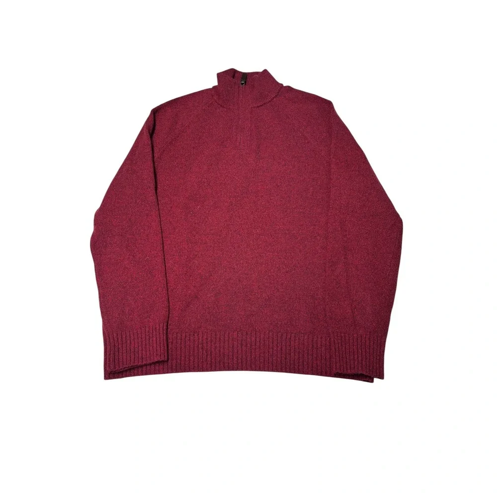 Vintage Banana Republic Mens Burgundy Recycled Wool Italian Yarn Zip Sweater‎ M